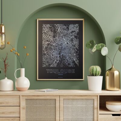 Póster Toulouse - Mapa minimalista - 30 x 40 cm