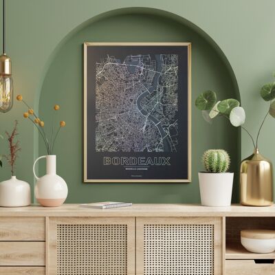 Manifesto Bordeaux - Mappa minimalista - 30 x 40 cm