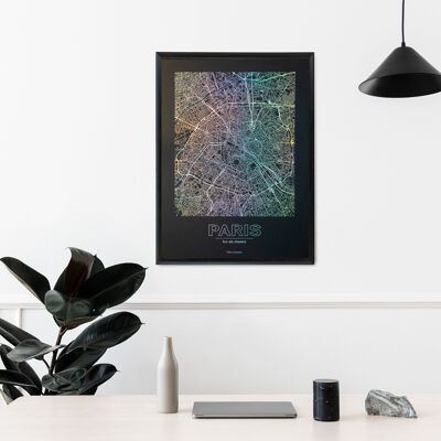 Poster Parigi - Mappa minimalista - 50 x 70 cm