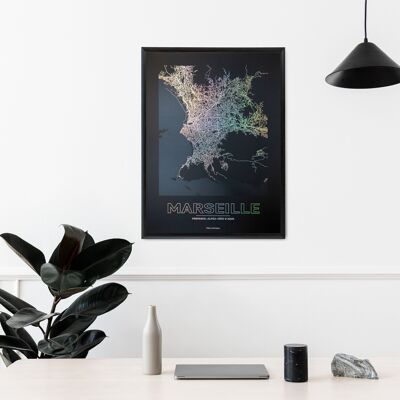 Poster Marsiglia - Mappa minimalista - 50 x 70 cm