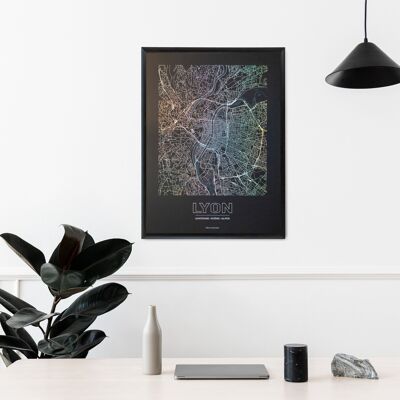 Poster Lione - Mappa minimalista - 50 x 70 cm