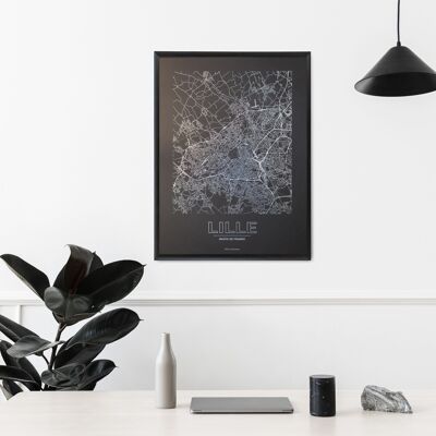 Poster Lille - Mappa minimalista - 50 x 70 cm