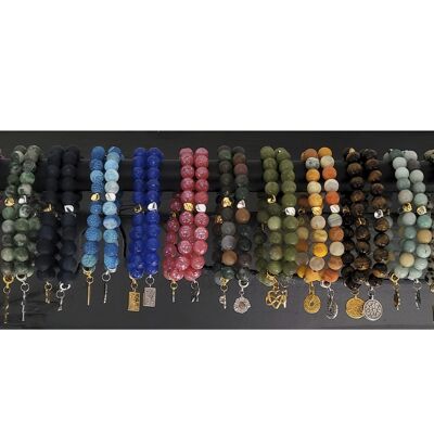 Ensemble complet de bracelets en perles de pierres semi-précieuses TABOO pour femme