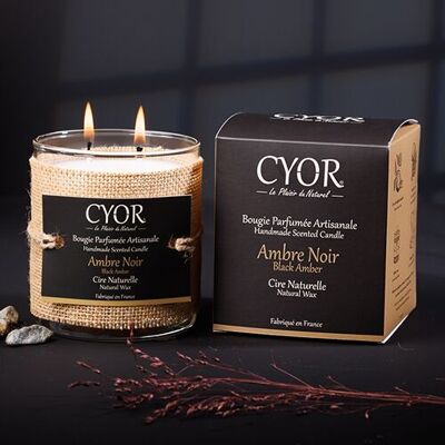 Large Black Amber Scented Candle
