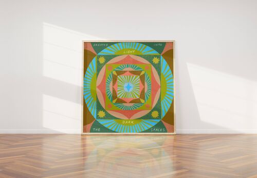 Breathe Light Art Print, Mindful Mandala Illustrated Print