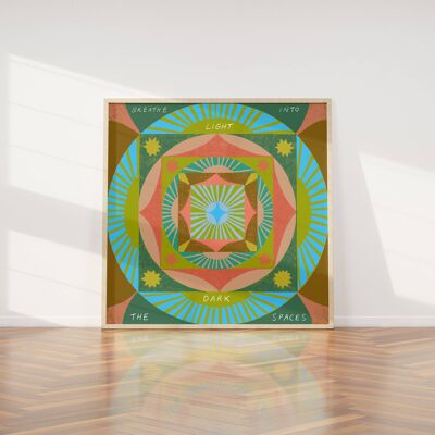 Respira la stampa artistica leggera, Mindful Mandala Illustrated Print