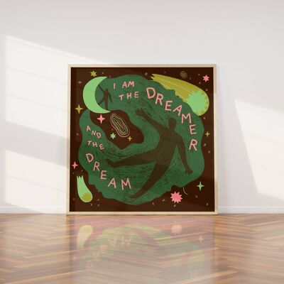 Impresión de arte de soñador, arte de pared ilustrado espiritual de ensueño