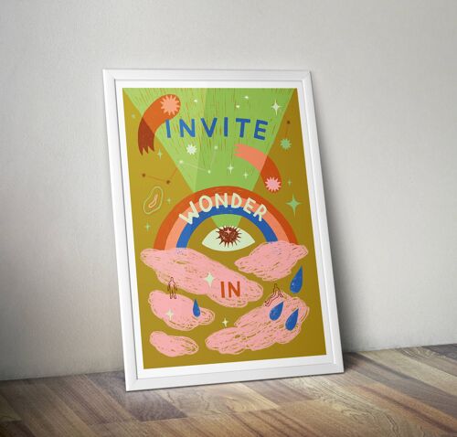 Invite Wonder In Art Print, Mindful Positive Dreamy Wall Art