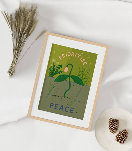 Prioritise Peace Print, Mindful Wellbeing Wall Art