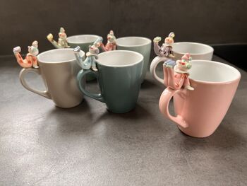 Tasses à café - Mug - Céramique - Céramique -Funny Clowns - Mug - Ensemble de 6 - Tasse à café - cadeau parfait - fait main - Céramique colorée - clown 2