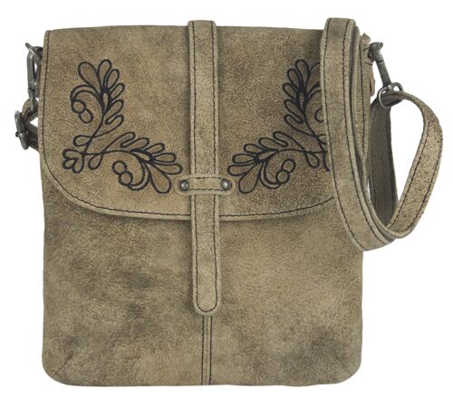 DOMELO Trachtentasche, Leder Umhängetasche für Oktoberfest. kleine Dirndltasche Crossbody Bag mit Stickerei