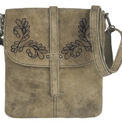 DOMELO Trachtentasche, Leder Umhängetasche für Oktoberfest. kleine Dirndltasche Crossbody Bag mit Stickerei