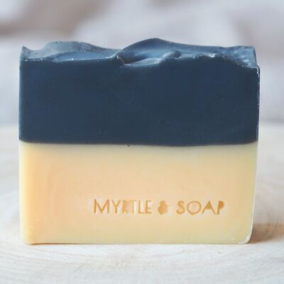 NIGHT & DAY natural soap with the fresh citrus scent of may chang & activated charcoal