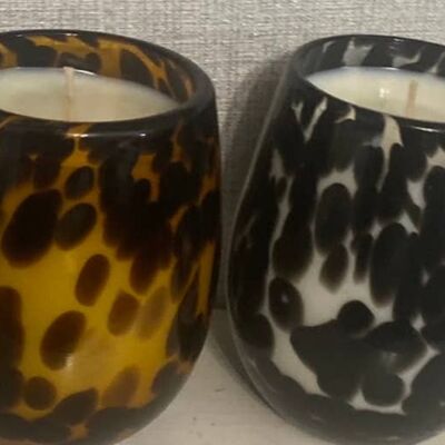 Stemless Leopard Print and Bubble Candles