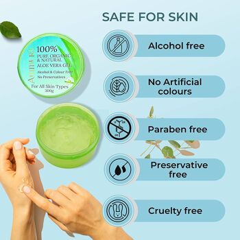 Ammuri Aloe Vera gel 100% pur bio et naturel pour le visage, le corps et les cheveux, Apaisant et hydratant pour tous les types de peau 1 Pack (1x300 g) 4