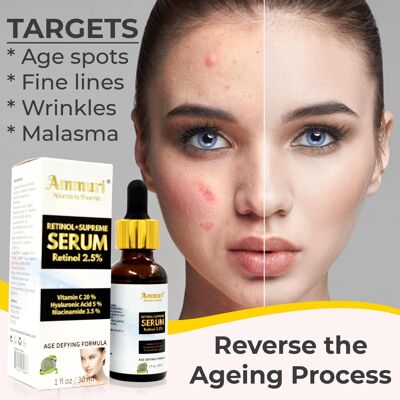 Ammuri Anti Aging Retinol 2,5% Serum mit Vitamin Hyaluronsäure plus Niacinamid perfekte Schönheit