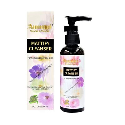 Ammuri Mattify Cleanser Face Wash Niacinamida, aceite de árbol de té, aloe vera y proteína de leche