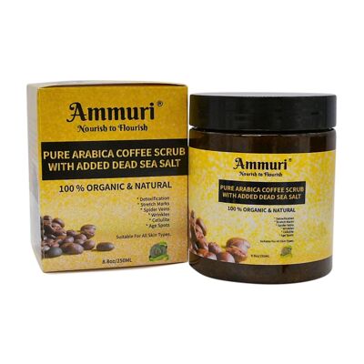 Gommage au Café Pur Arabica Ajouté de Sel de la Mer Morte 100% Biologique & Naturel