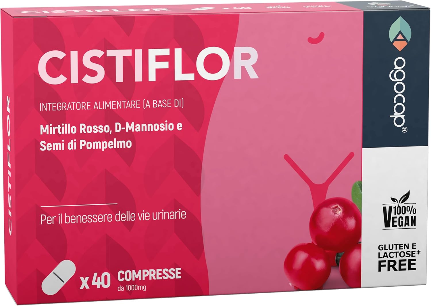 Cistiflor, D-Mannose, Cranberry and Grapefruit Seeds | for Cystitis, Candida and Urinary Tract Infections | 40 tablets