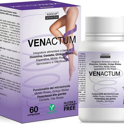 Venactum for Leg Circulation with Diosmin, Hesperidin, Cranberry, Centella, Horse Chestnut, Ginkgo Biloba and Red Vine | 60 tablets | Agocap