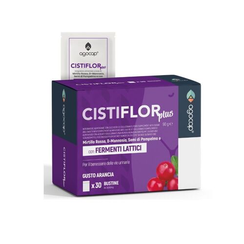 Cistiflor Plus per Cistite, Candida, Infezioni Vie Urinarie a base di D-Mannosio, Mirtillo Rosso, Fermenti Lattici probiotici, Inulina, Semi di Pompelmo