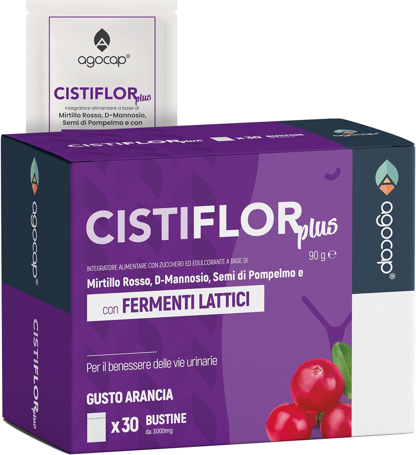 Cystiflor Plus for Cystitis, Candida, D-Mannose-based Urinary Tract Infections, Cranberry, Probiotic Lactic Ferments, Inulin, Grapefruit Seed