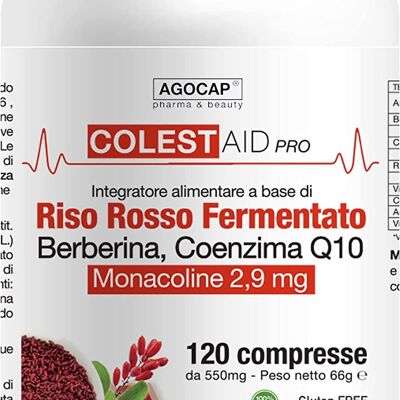 Colestaid Pro a base de Arroz Rojo Fermentado, Berberina, Monacolina K, Cardo Mariano, Coenzima Q10 | Vitaminas B6, B12 y Ácido Fólico