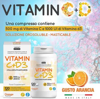 Vitamine C+D3 120 comprimés à croquer au goût d'orange 4