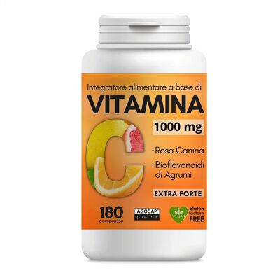 Vitamin C 1000 mg mit Bioflavonoiden aus Zitrus und Hagebutte, hohe Absorption