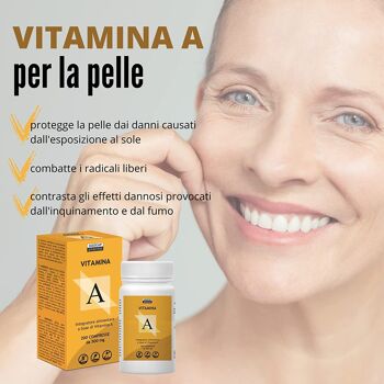 Vitamine A pure, 200 comprimés à haute dose | 1200mcg par comprimé de vitamine A, 4000ui à haute biodisponibilité | Agocap, supplément de vitamine A, fabriqué en Italie 5