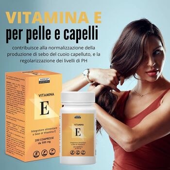 Vitamine E, 200 comprimés | Fabriqué en Italie, dosage élevé | Vitamine E pure, dose maximale autorisée par la loi italienne | Agocap, supplément de vitamine e, tocophérol pur 4