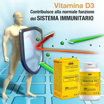 VITAMINE D3 à haute dose | vitamine d 2000 UI par comprimé | 360 COMPRIMÉS, 1 an d'approvisionnement | VITAMINE D | FABRIQUE EN ITALIE | Vitamine D | Suppléments de vitamine d, Agocap | Formule 1 par jour 4