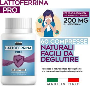 Lactofferrine pure, 60 comprimés | 2 comprimés par jour apportent 200 mg de lactoferrine | Pour le système immunitaire | Suppléments de lactoferrine | Antioxydant stimule les défenses immunitaires, Agocap 3