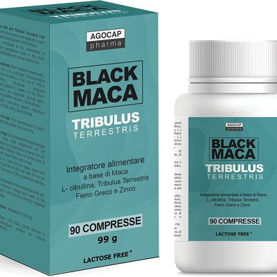 Maca noire péruvienne et Tribulus Terrestris | 90 comprimés, 1200 mg Maca Negra et 300 mg Tribulus Terrestris par dose quotidienne, avec Citrulline Malate, Fenugrec et Zinc | Pouvoir et énergie, Agocap