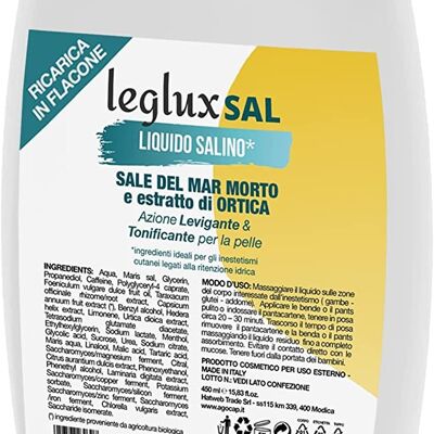 Recharge pour Jambières, Pantalons et Leggins | 450 ml de liquide drainant au Sel de la Mer Morte, Ortie, Menthol, Caféine Lipolytique et Pissenlit | effet réducteur, anti-cellulite et tonifiant, Agocap