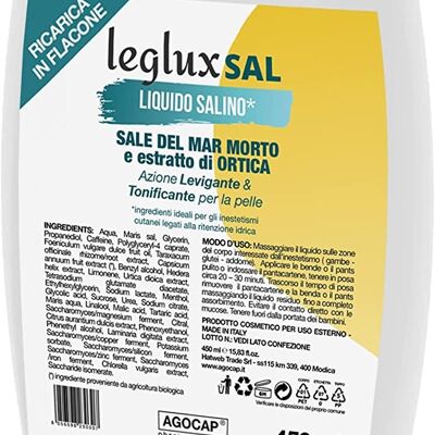 Refill for leg wraps, pants and leggings | 450 ml draining liquid with Dead Sea Salt, Nettle, Menthol, Lipolytic Caffeine and Dandelion | reducing, anti-cellulite and toning effect, Agocap