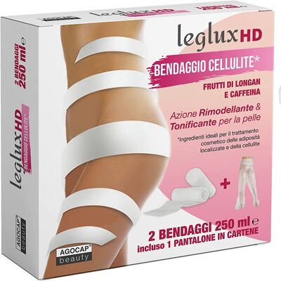 HD Leg Draining Bandages, with Longan fruits and Caffeine. Bandage treatment with remodeling and toning action. 2 draining bandages with 250 ml of active ingredient + FREE cartene trousers