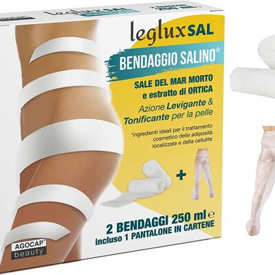 Leg Draining Bandages with Dead Sea Salt, Nettle, Dandelion, Lipolytic Caffeine and Menthol. For treatment reducing anti-cellulite bandage. 2 toning bandages 250 ml + FREE cartene trousers