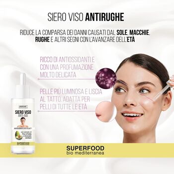 Superfood Face Serum à base d'Avocat, de Figue de Barbarie de Sicile, de Baies de Goji, sérum visage anti-rides nourrissant et antioxydant pour les peaux sensibles et matures. Sérum anti-rides 100% naturel - Agocap 2