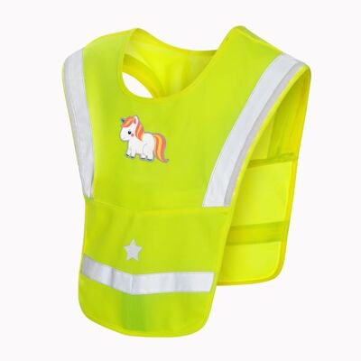Mantello di avvertenza a LED per bambini - giallo - unicorno