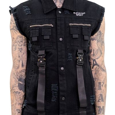Giacca di jeans senza maniche rialzata