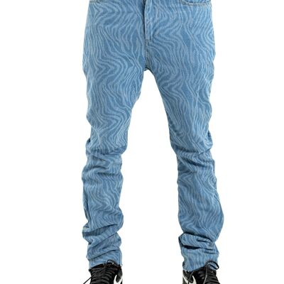 Jeans in denim con motivo a onde