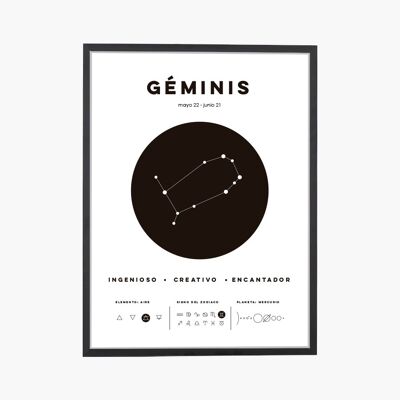 Stampa artistica del segno dello zodiaco dei Gemelli