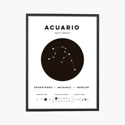 Stampa artistica del segno dello zodiaco dell'Acquario