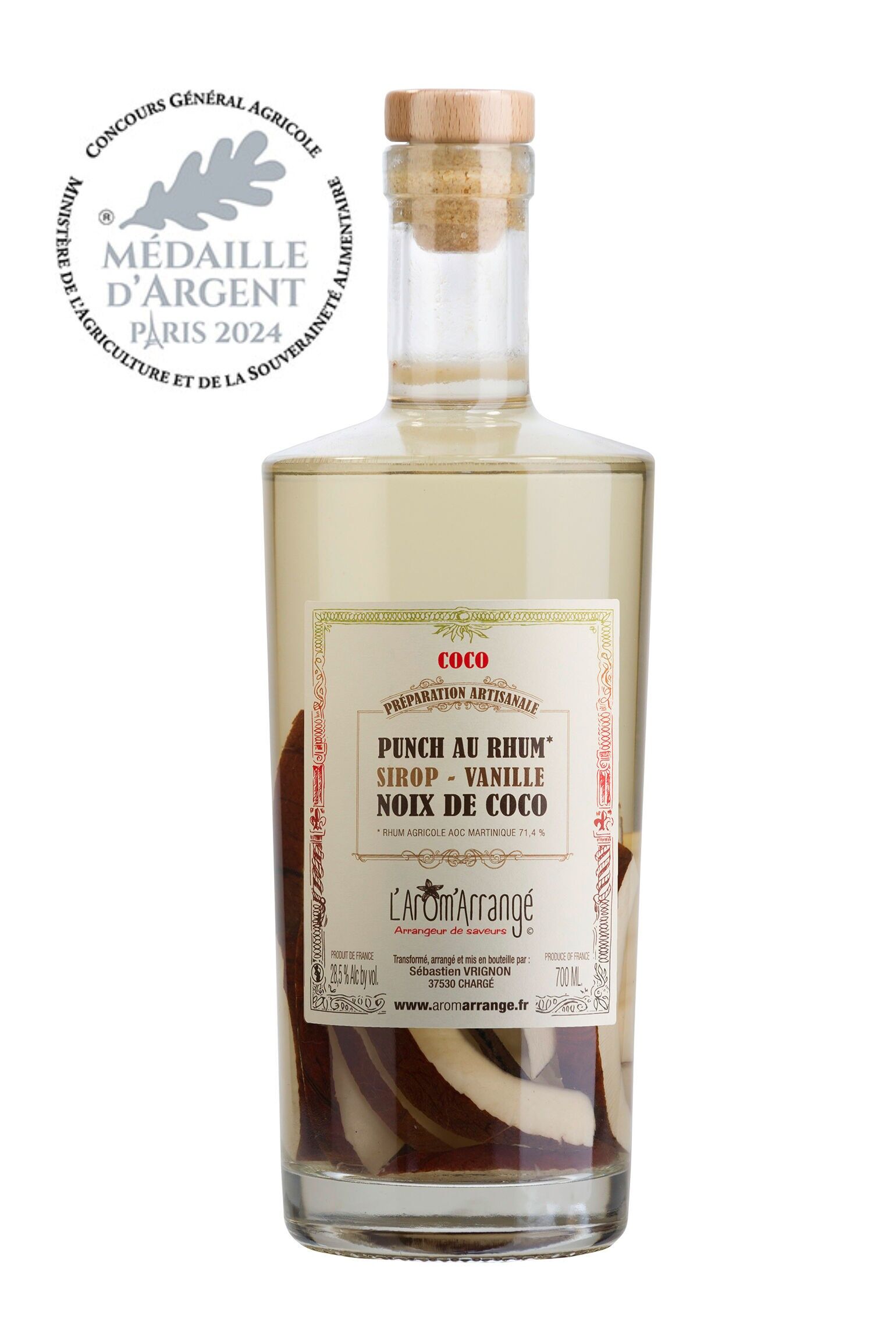 Coconut Rum Punch – 70 cl – Handgefertigt in Amboise – Silbermedaille 2024 – Auszeichnung für Exzellenz 2025