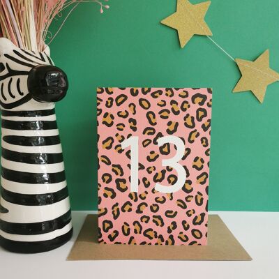 tarjeta-de-13-cumpleaños-tarjeta-de-estampado-de-leopardo