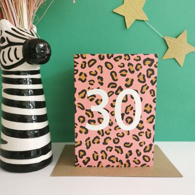 Biglietto per il 30° compleanno con stampa leopardata