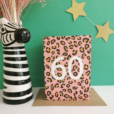 Biglietto per il 60° compleanno con stampa leopardata