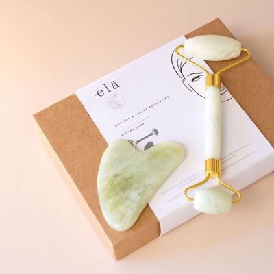 Xiujan Jade Gua Sha und Rollenset