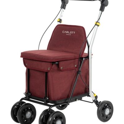Shopping cart with seat SENIOR COMFORT PRO- Ruby